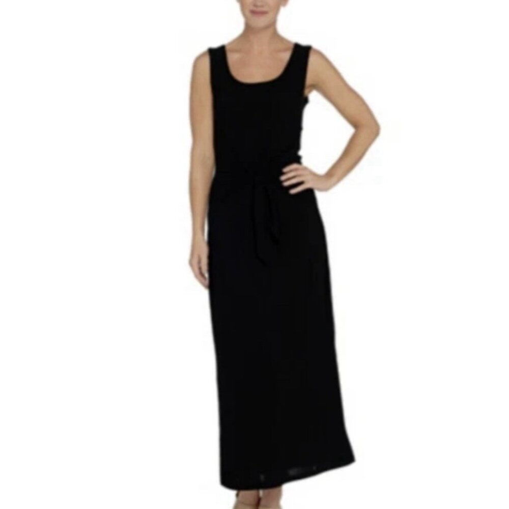 Attitudes by Renee Women Maxi Dress Tie Front Black Plus Size 1X Sleeveless New - Picture 1 of 11